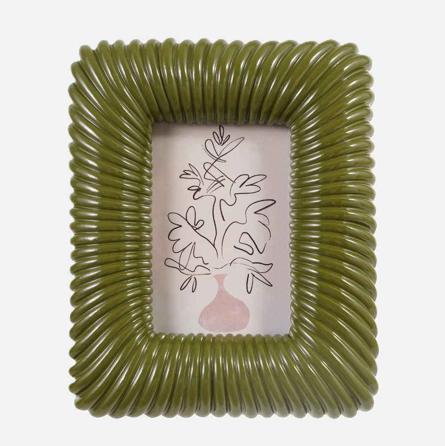 Ribbed Resin Photo Frame, Green