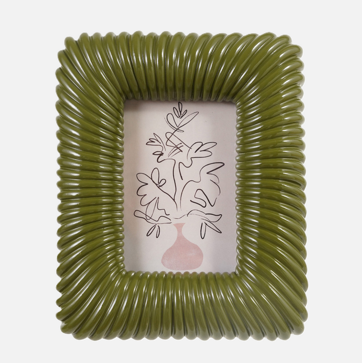 Ribbed Resin Photo Frame, Green
