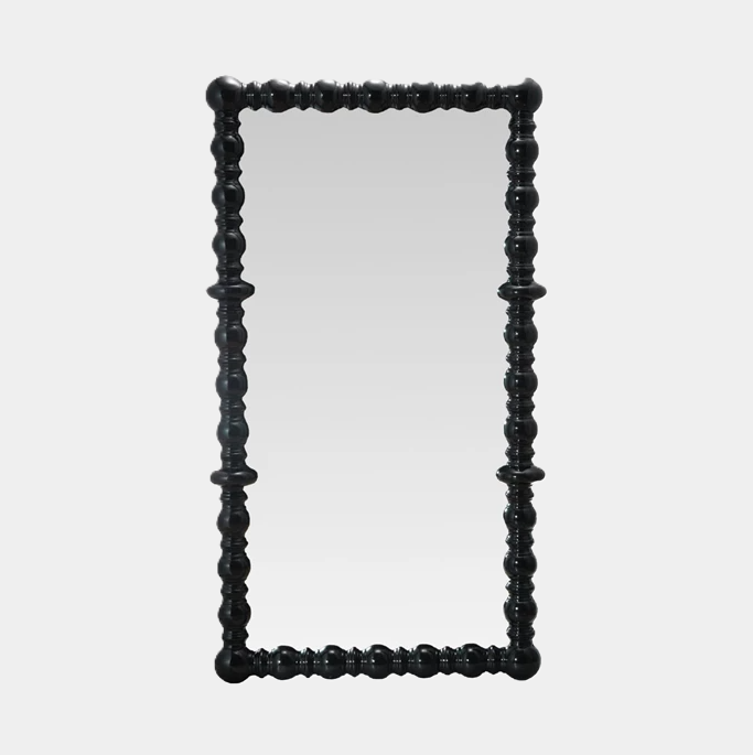 Spindle Wood Framed Wall Mirror, Black - 13 Hub Lane   |  Rectangular Wall Mirrors
