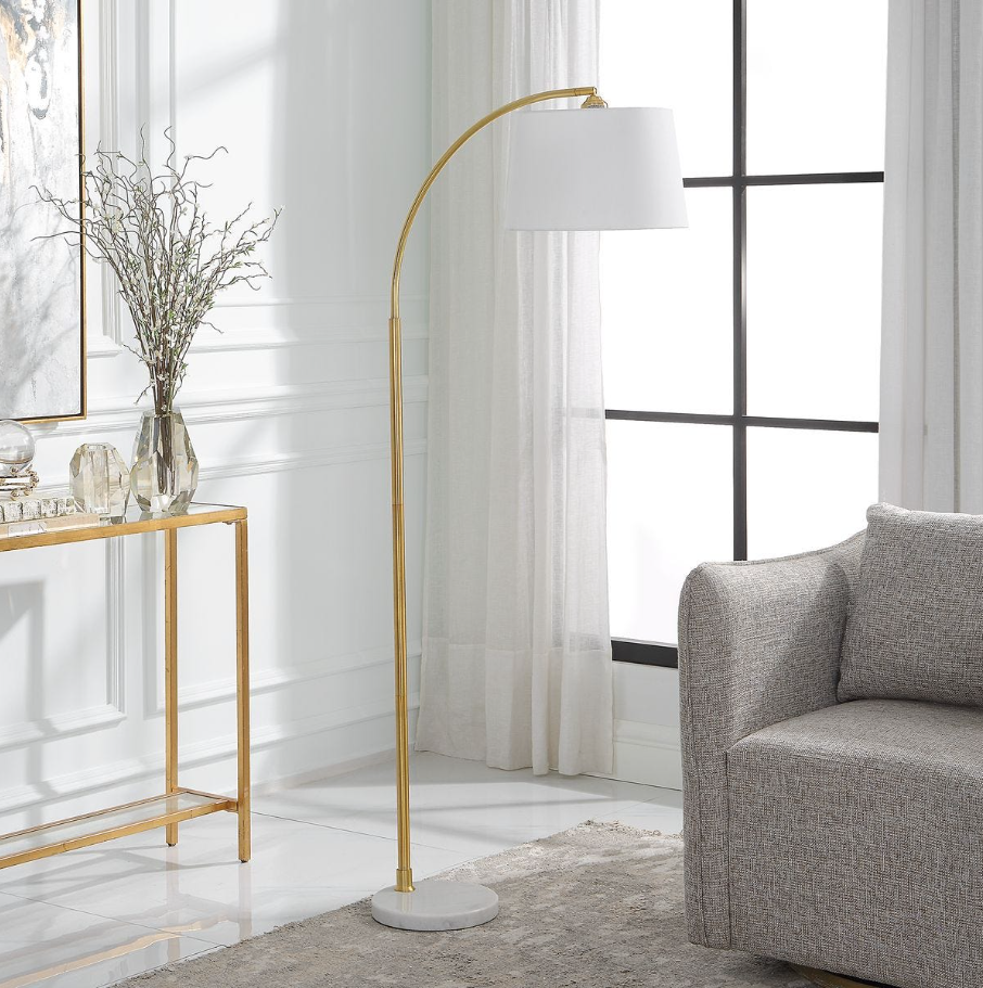 Curved Arc Floor Lamp, Gold