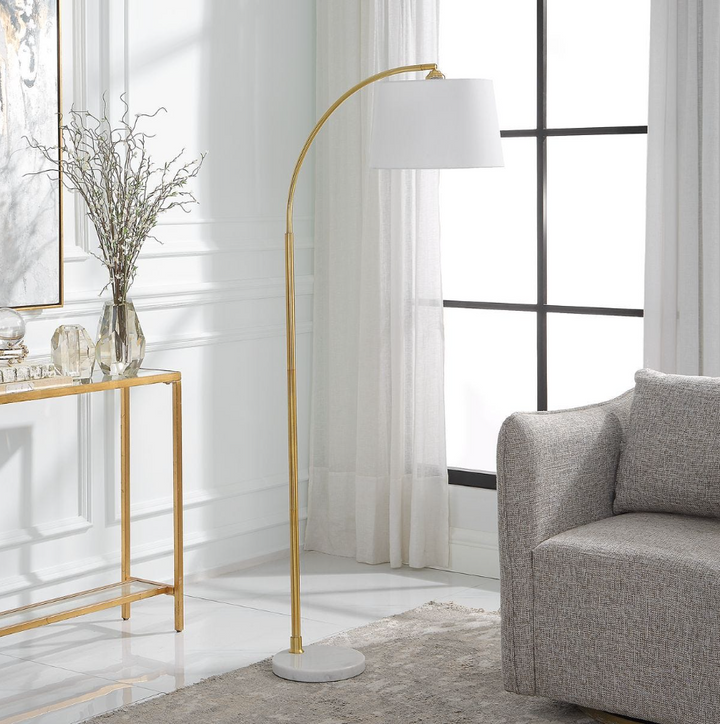 Curved Arc Floor Lamp, Gold