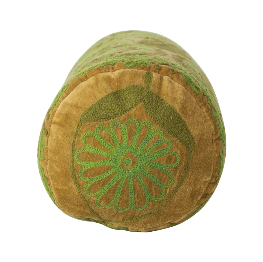Cotton Velvet Embroidered Pillow - Thumbnail 4