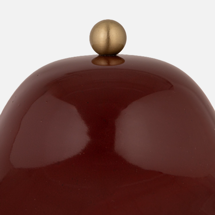 Stoneware Fluted Table Lamp, Burgundy