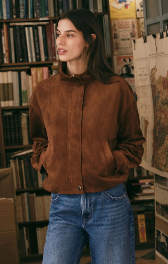 Corin Bubble Hem Jacket, Saddle Suede