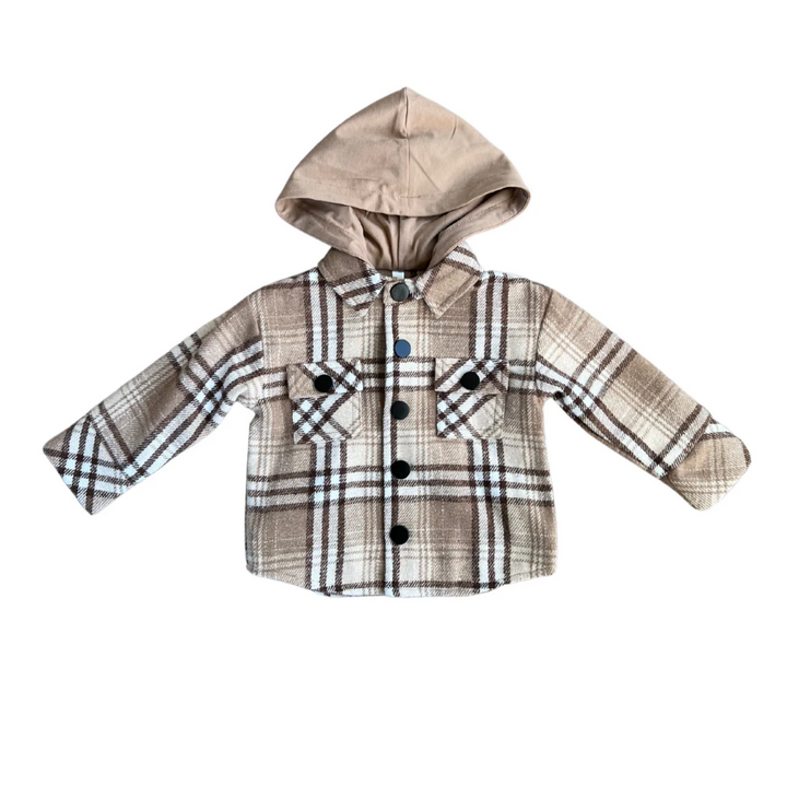 Mocha Plaid Hooded Shacket