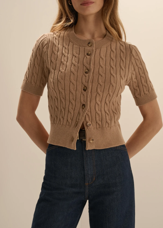The Cafe Cable Cardigan, Camel