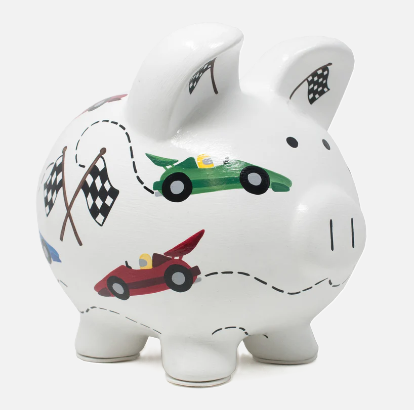 Vroom Race Car Large Piggy Bank
