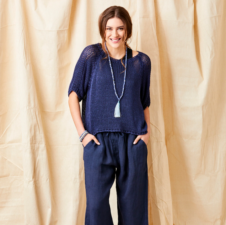 Lauren Linen Palazzos, Navy