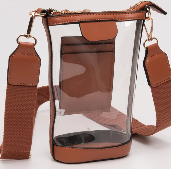 Transparent Crossbody Bag / Phone Bag, Tan