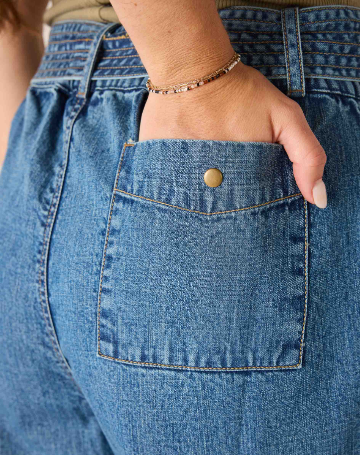 Sammie Wide Leg Pant, Washed Chambray