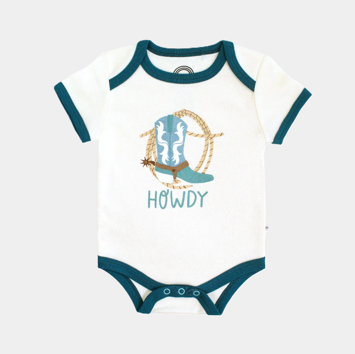 Howdy Western Cotton Ringer Baby Onesie - 13 Hub Lane   |  