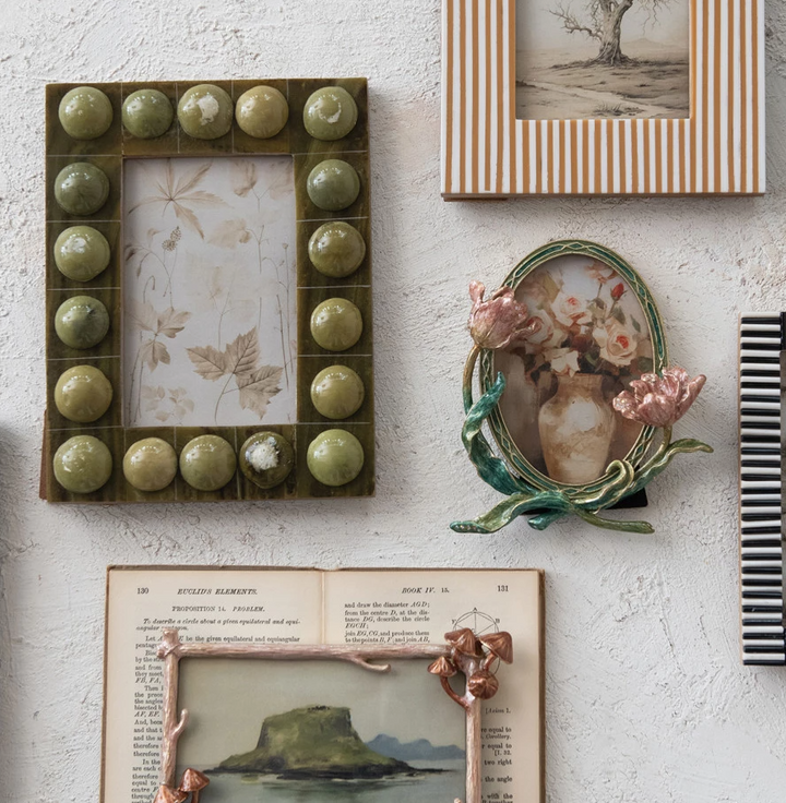 Handmade Marbled Resin Bobbin Photo Frame, Green - 13 Hub Lane   |  Resin Frames