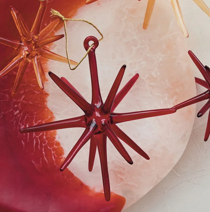 Handmade Glass Star Ornament, Red