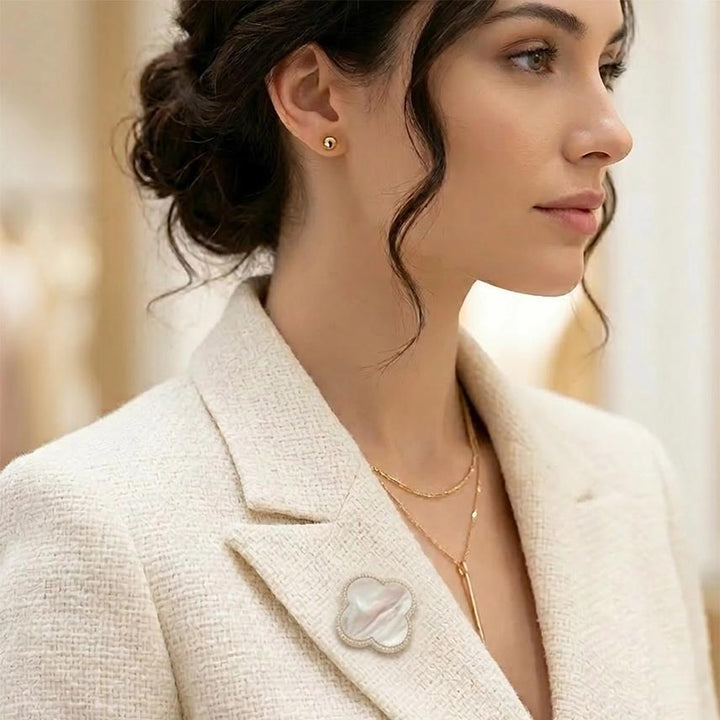 Gold Quatrefoil Pin Brooch