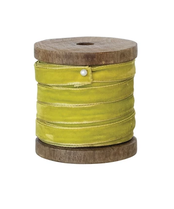 Metallic Edged Velvet Ribbon on Wooden Spool - 13 Hub Lane   |  