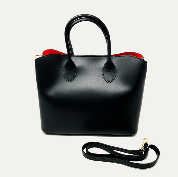 Italian Leather Red Interior Bag, Camel