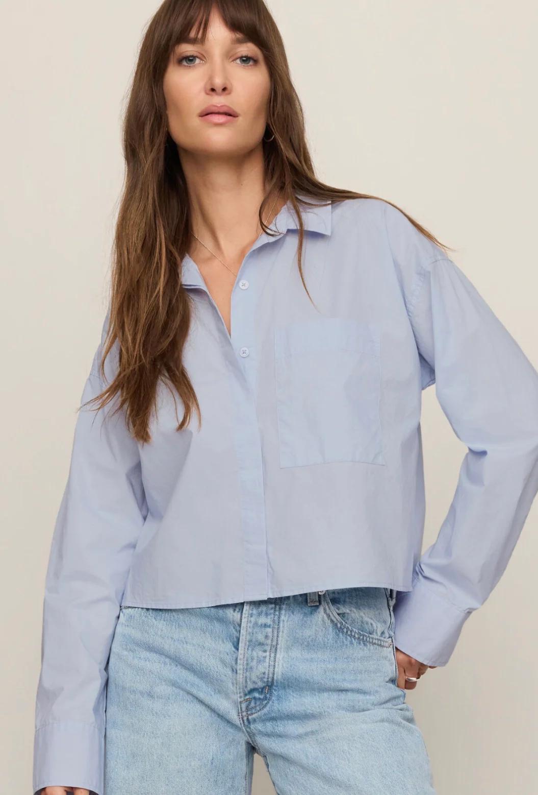 Favorite Button-Up Top, Hamptons Blue
