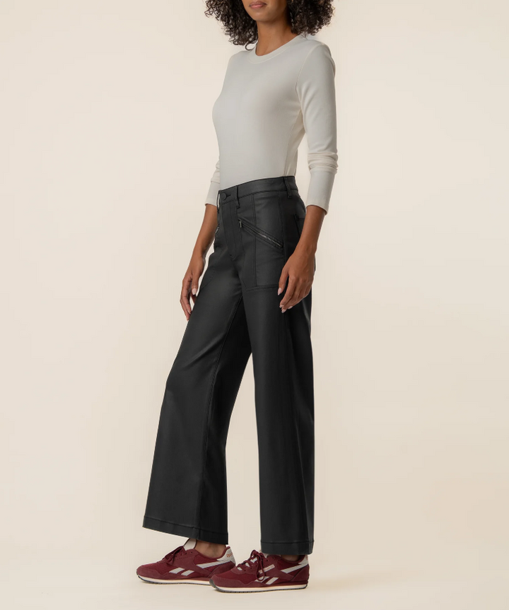 Kut From the Kloth Meg High Rise Wide Leg w/ Zipper Pockets, Matte Black