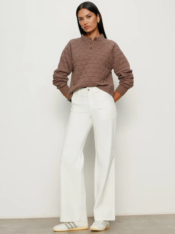 Quilted Button Up Popover, Morel