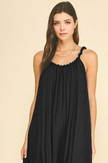 Solid Maxi Dress, Black