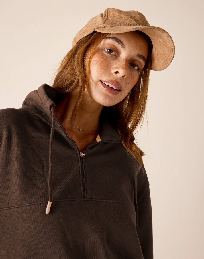 Frenchie Quarter Zip Sweatshirt, Espresso