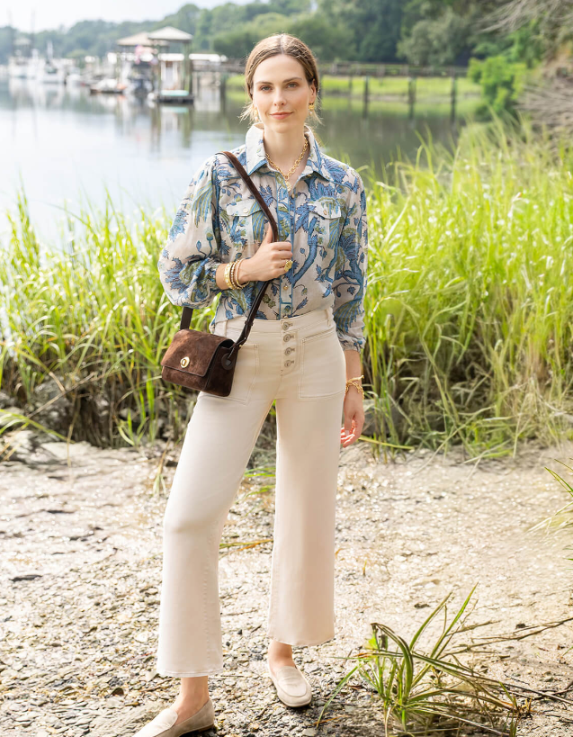 Claudette Blouse, Japonica Bird Green