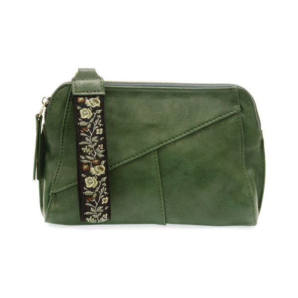 Gigi Crossbody with Woven Wristlet Strap Dark Pine Green