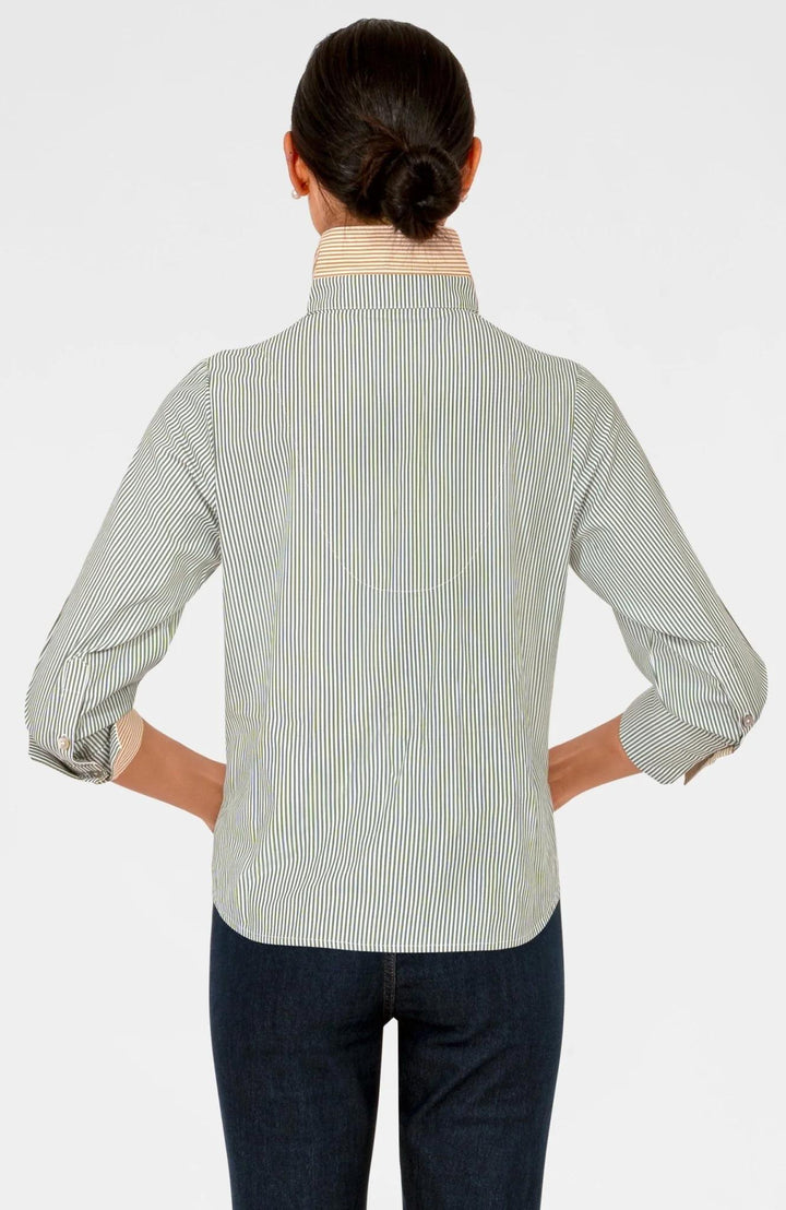 Ex-Boyfriend Cotton Shirt, Olive Stripe