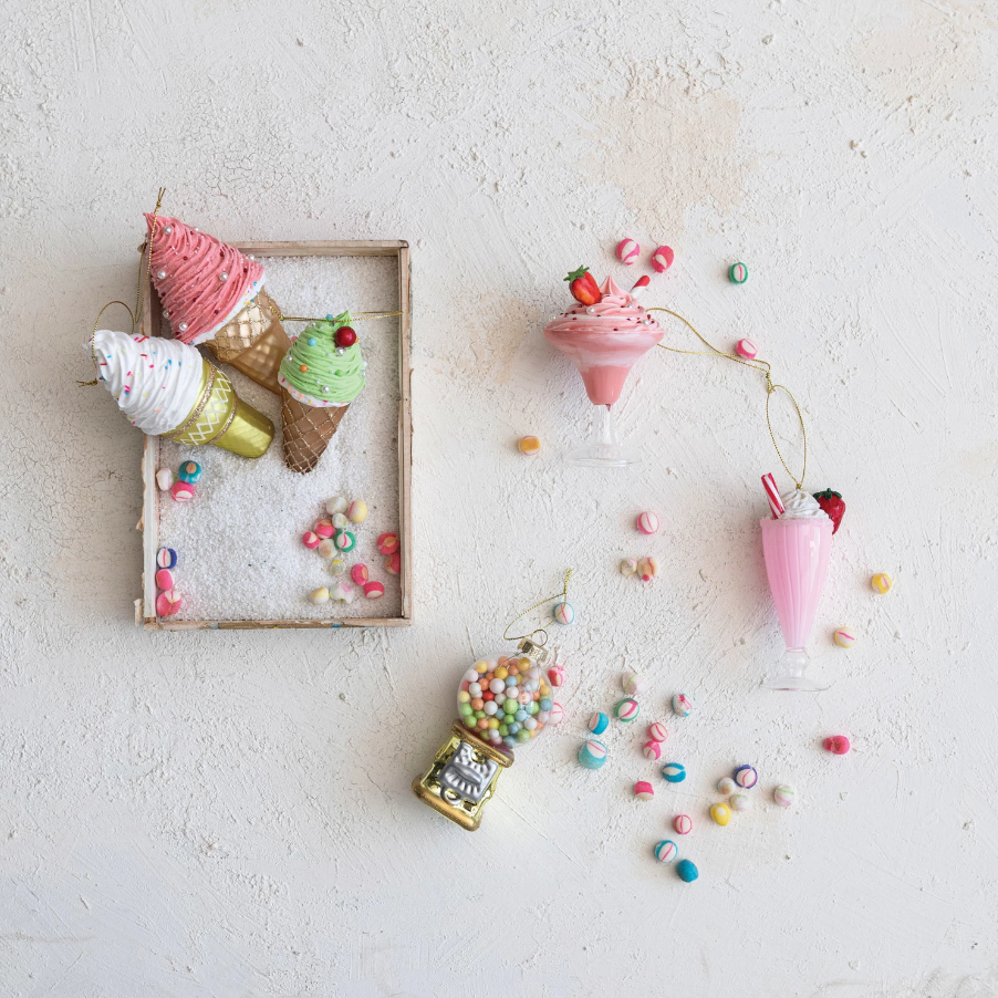 Ice Cream Cone Glass Ornament