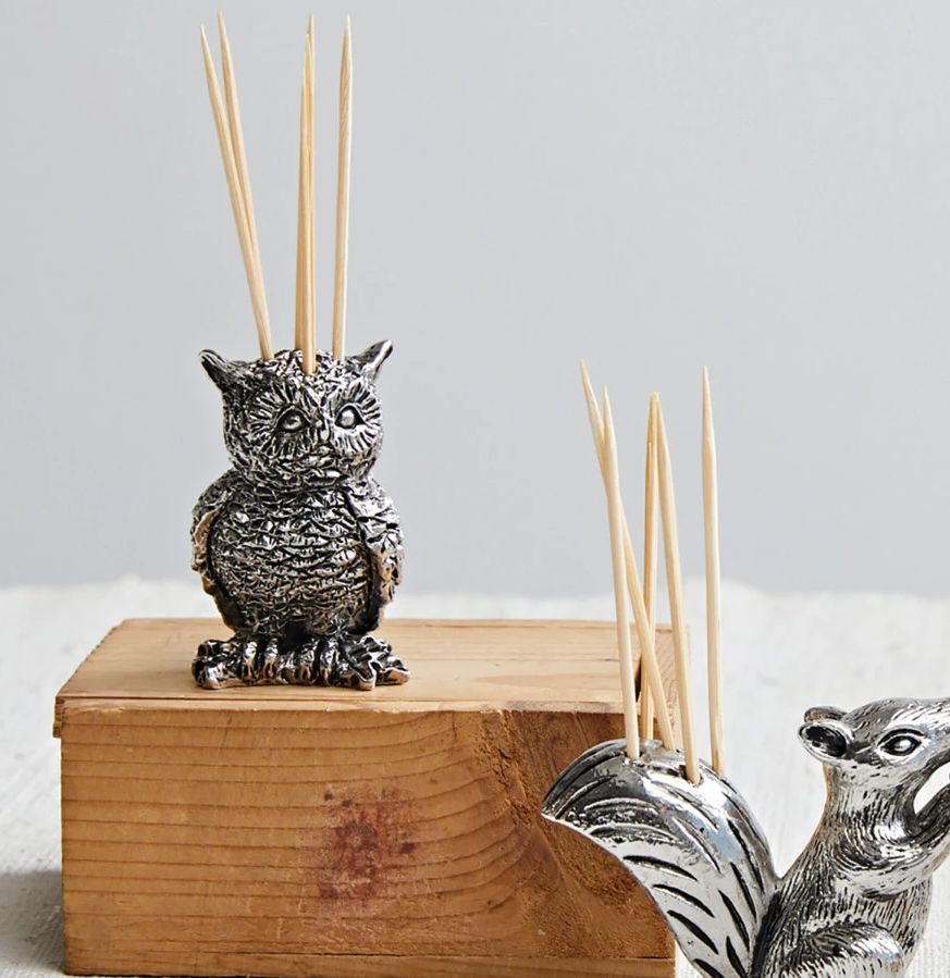 Pewter Toothpick Holder w/ Toothpicks