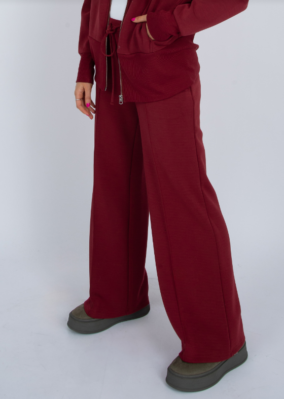 Prida Soft Knit Drawstring Pants, Chili - 13 Hub Lane   |  Wide Leg Sweats