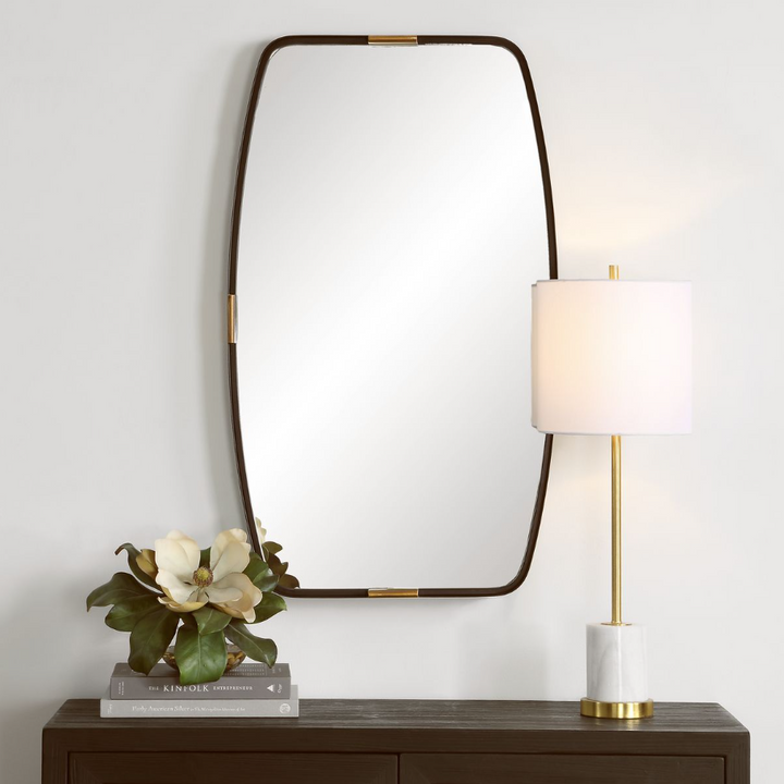 Sculptural Bronze Mirror