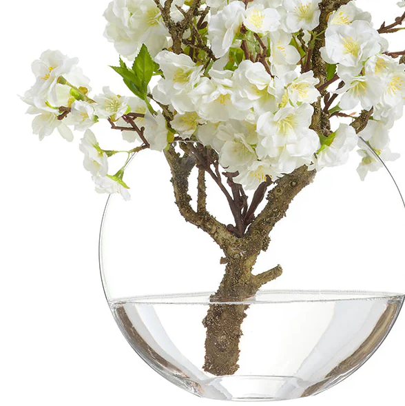 Cherry Blossom Branch w/ Glass Vase - 13 Hub Lane   |  Floral Arrangements