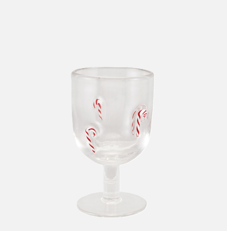 10oz. Stemmed Wine Glass w/ Embedded Holiday Icons