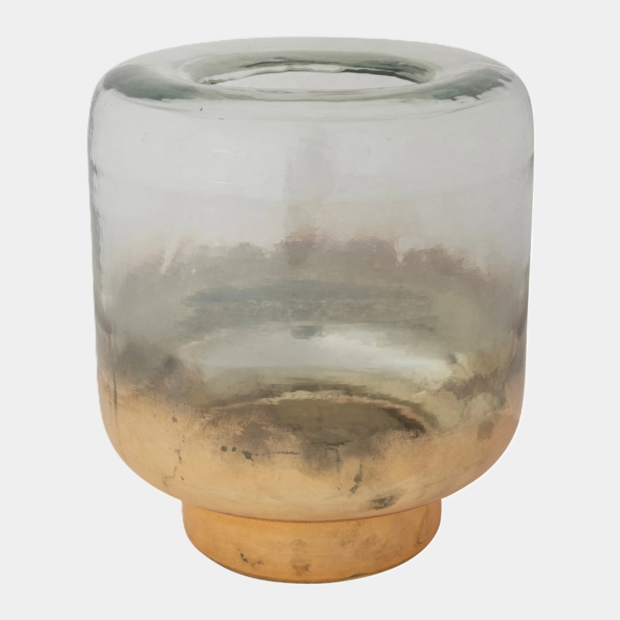 Mercury Glass Hurricane, Gold - 13 Hub Lane   |  Glass Candle Holders