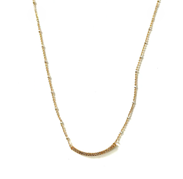 CV Designs CZ Curve Bar Necklace