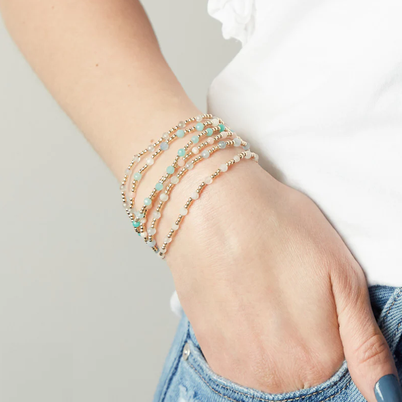 enewton Gemstone Gold Sincerity - Pattern 3mm Bead Bracelet - Faceted Onyx - 13 Hub Lane   |  Beaded Bracelets