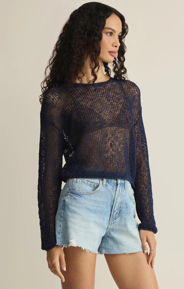 Open Terrain Crochet Sweater, Twilight Blue