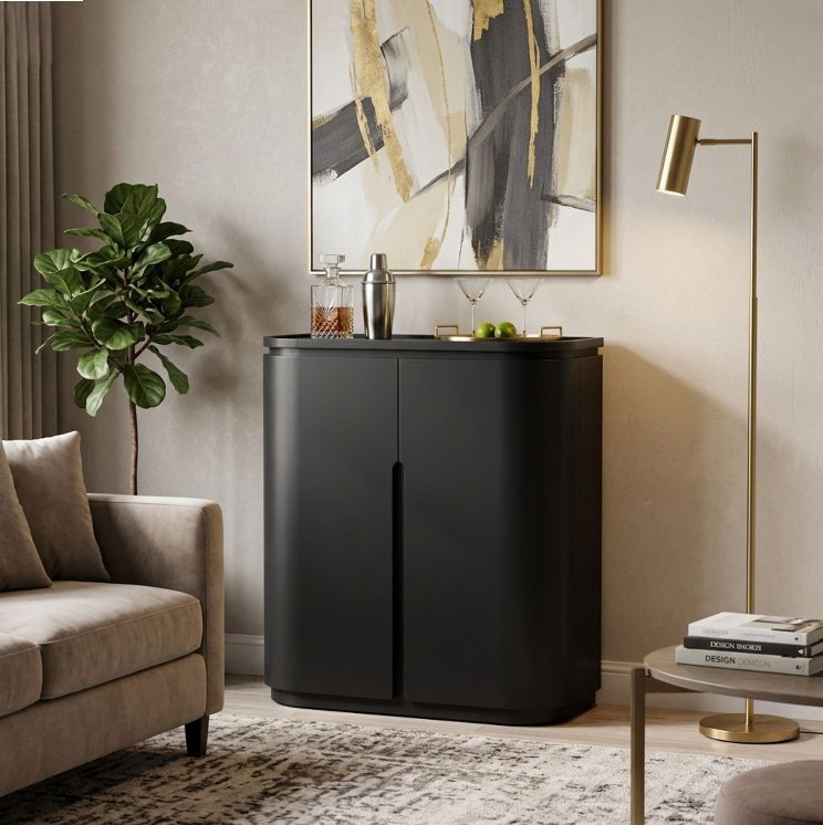 Modern Bar Cabinet, Black