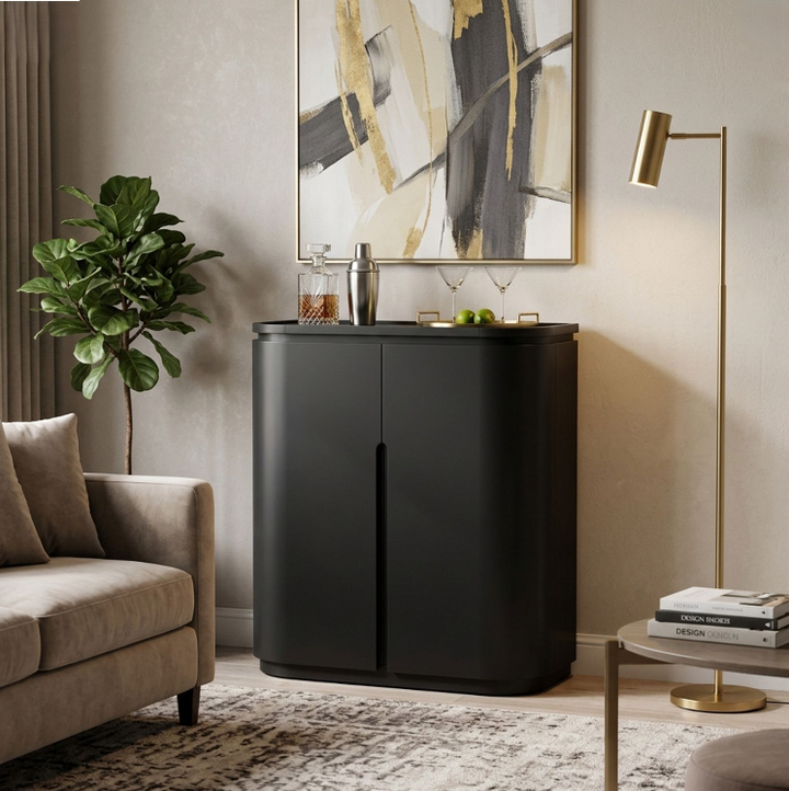 Modern Bar Cabinet, Black