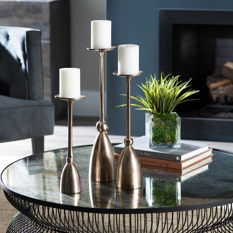 Triton Pillar Candle Holder, Silver