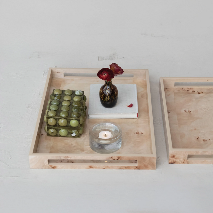 Burl Wood Veneer Tray - 13 Hub Lane   |  Wooden Trays