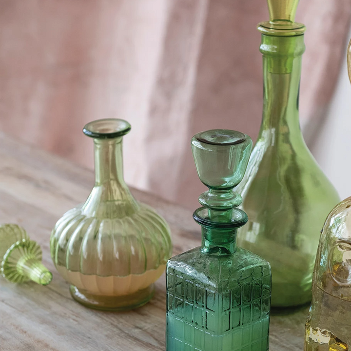 40 oz. Glass Ribbed Decanter, Green - 13 Hub Lane   |  Decanters