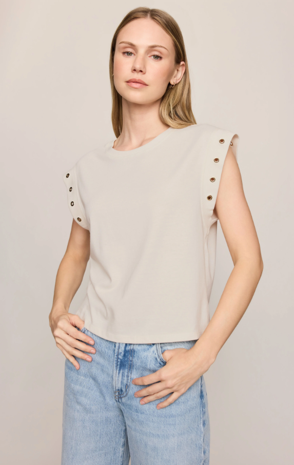Camino Grommet Muscle Tee, Sandstone