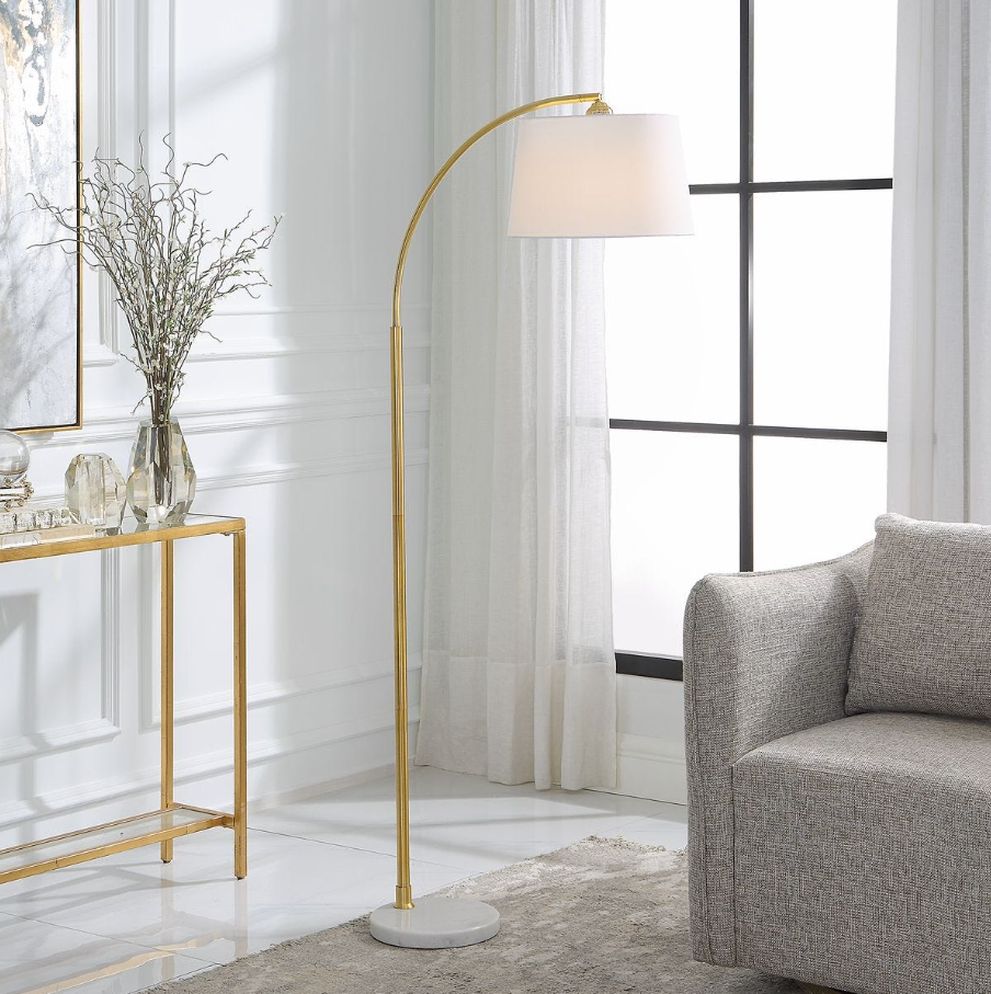 Curved Arc Floor Lamp, Gold