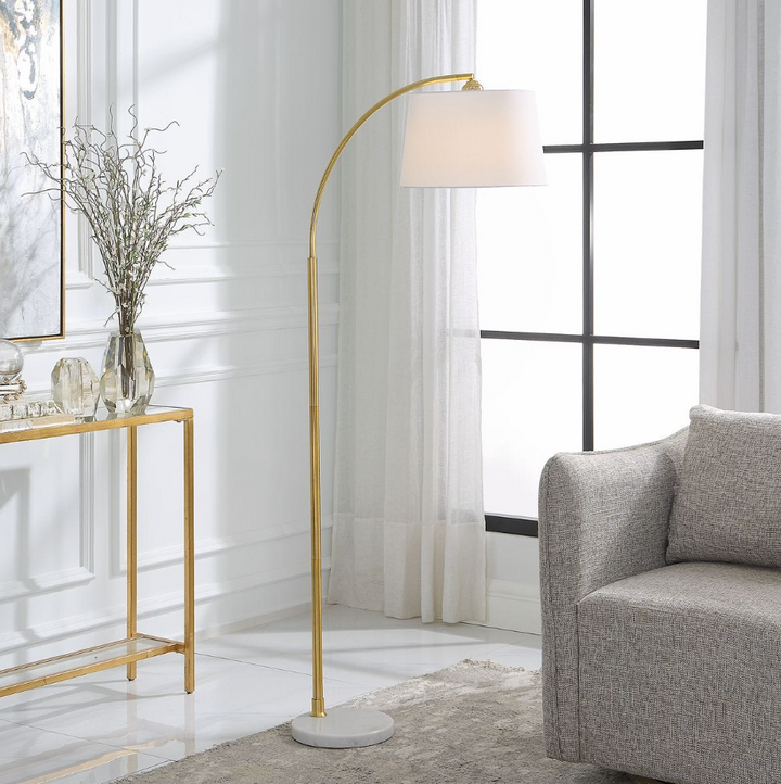 Curved Arc Floor Lamp, Gold