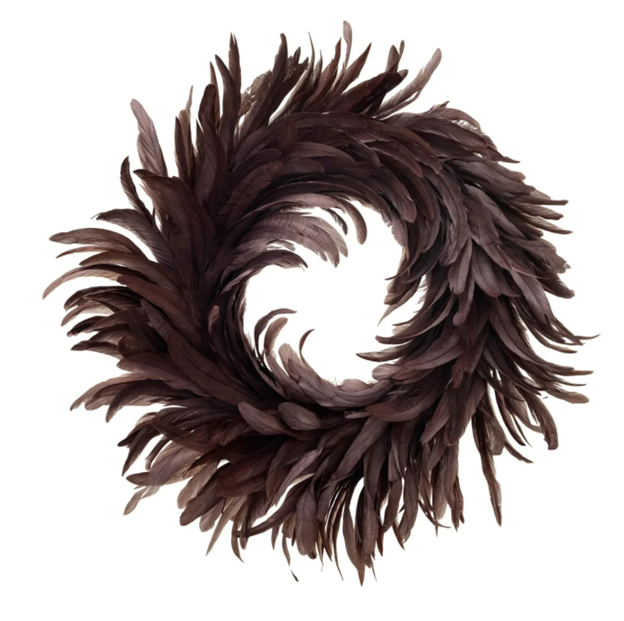 Feather Wreath, Burgundy