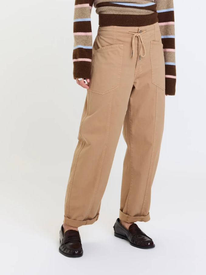 Villa Drawstring Barrel Pant, Latte