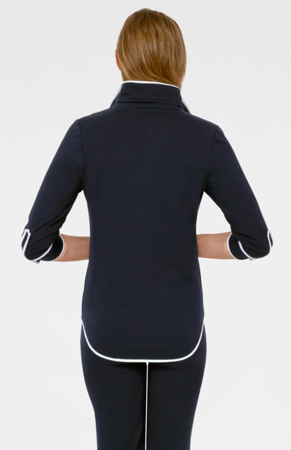 Pop Over Top - Trim It Up, Navy w/ White