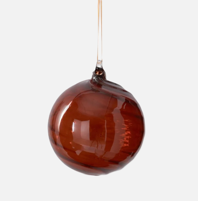 Brown Swirl Glass Ornament
